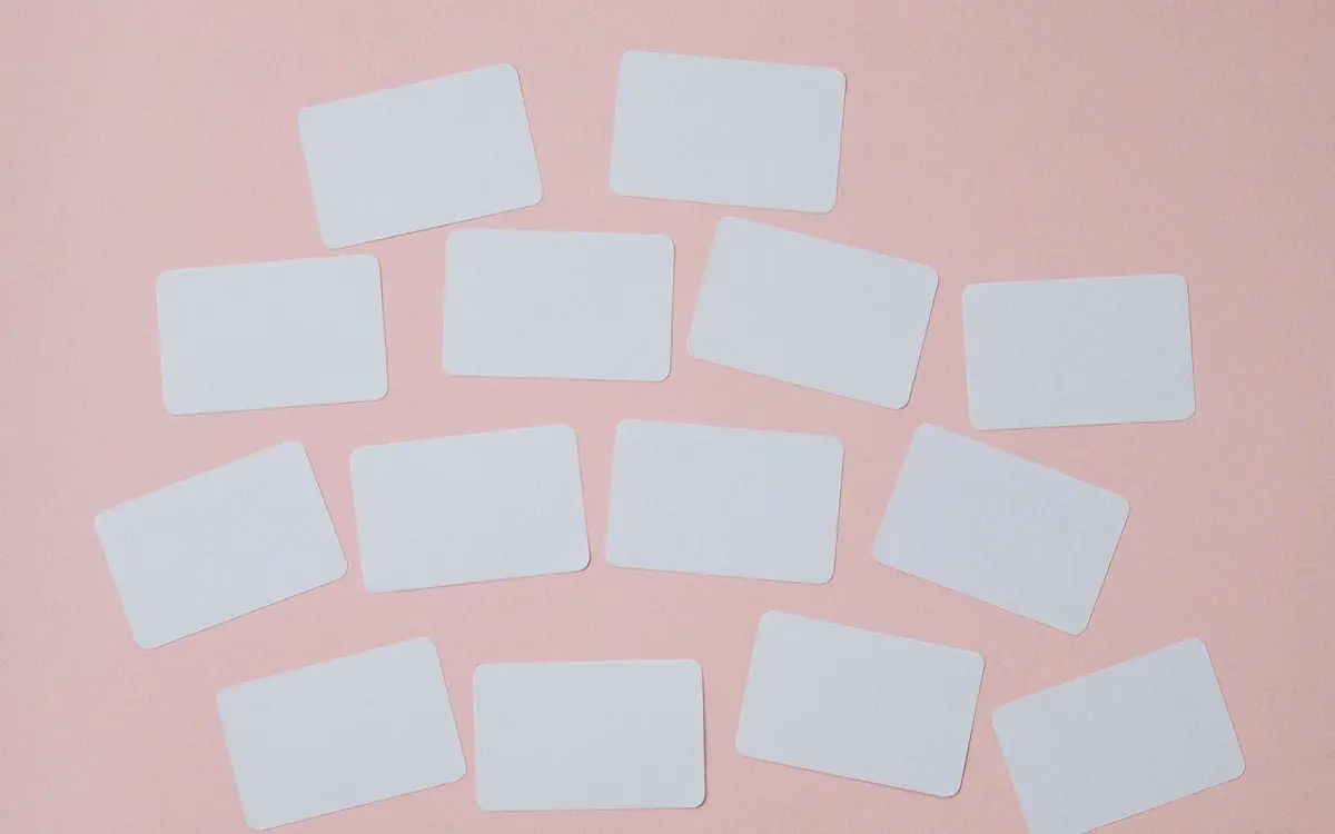 Close-up of a minimal card layout with careful margins