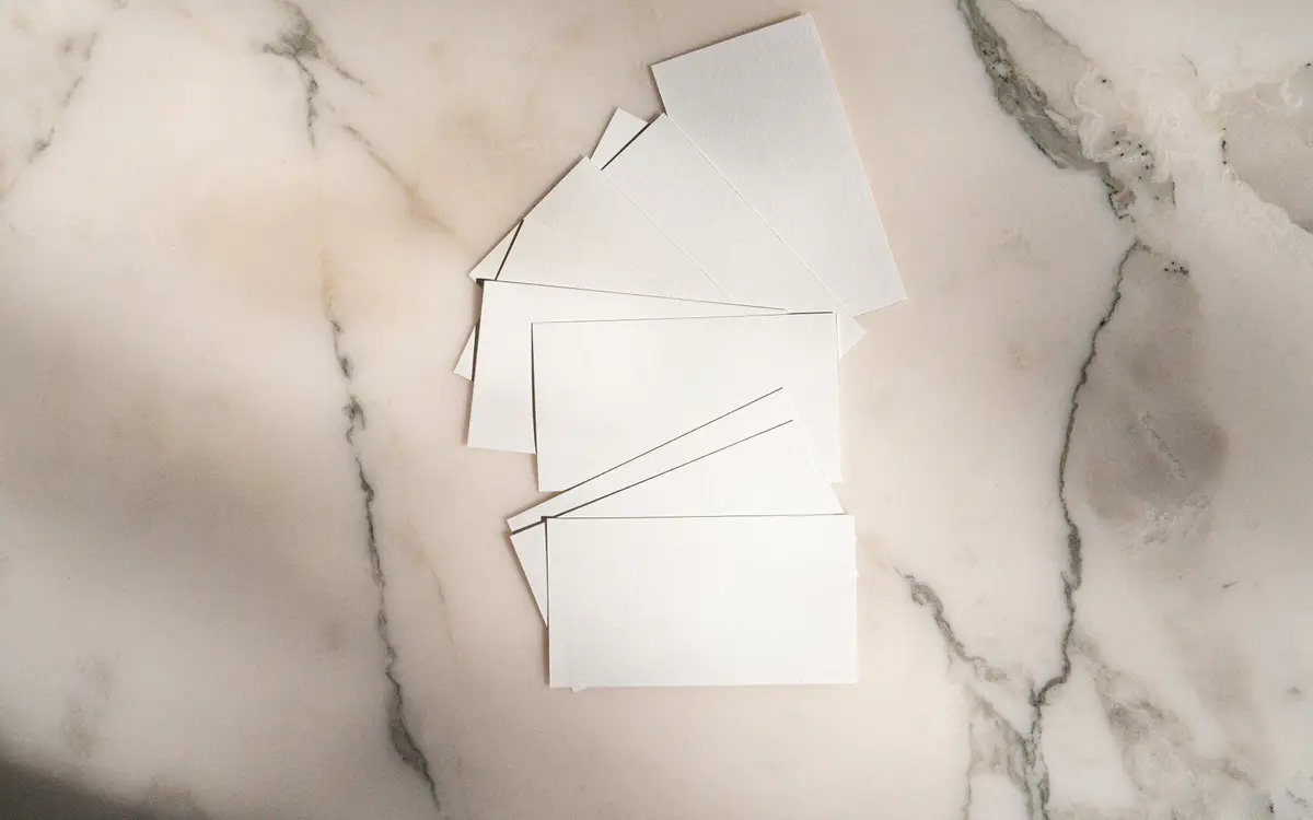 Printed business cards from a two-sided template